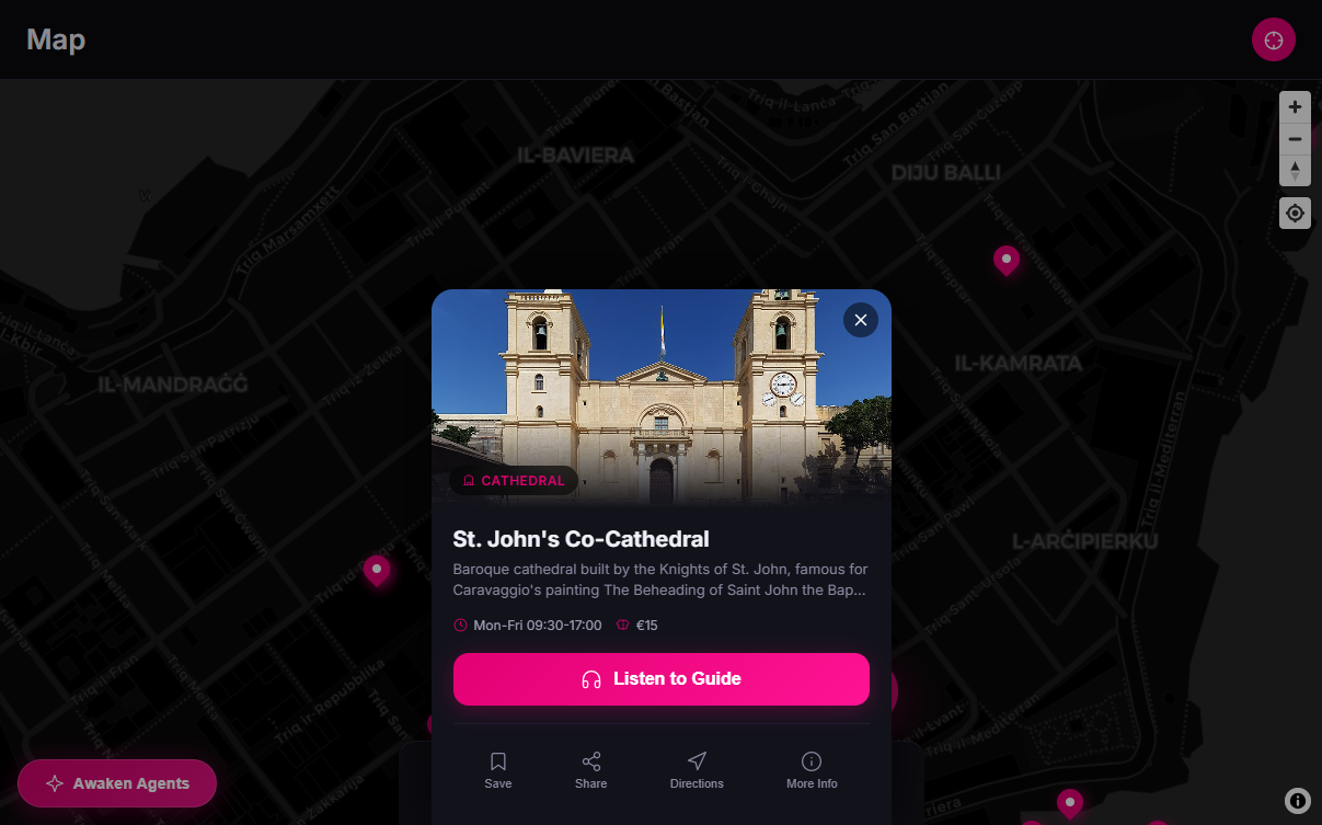 HearHere — St. John's Co-Cathedral in Valletta with Listen to Guide and map view